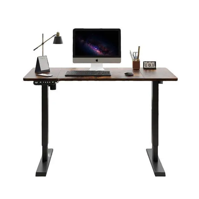 Alt view image 4 of 7 - 55 Inch Electric Standing Computer Desk, Height Adjustable Gaming Desk for Home and Office Study, Walking Pad, Writing, Modern Wooden Desktop Uplift Table, Memory Height, Holds 176 lbsBrown
