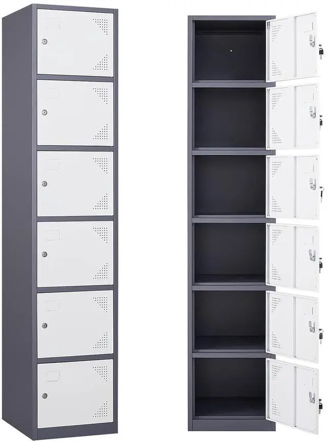 Main image of Metal Storage Locker, Metal Lockers with 6 Doors, 71" Tall Steel Storage Cabinet Organizer for Employees, School, Gym, Home Office, Staff
