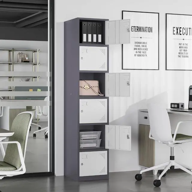 Alt view image 2 of 6 - Metal Storage Locker, Metal Lockers with 6 Doors, 71" Tall Steel Storage Cabinet Organizer for Employees, School, Gym, Home Office, Staff