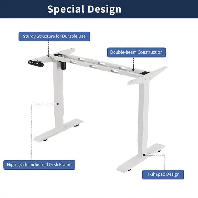 Alt view image 7 of 7 - 55 Inch Electric Standing Computer Desk, Height Adjustable Gaming Desk for Home and Office Study, Walking Pad, Writing, Modern Wooden Desktop Uplift Table, Memory Height, Holds 220 White