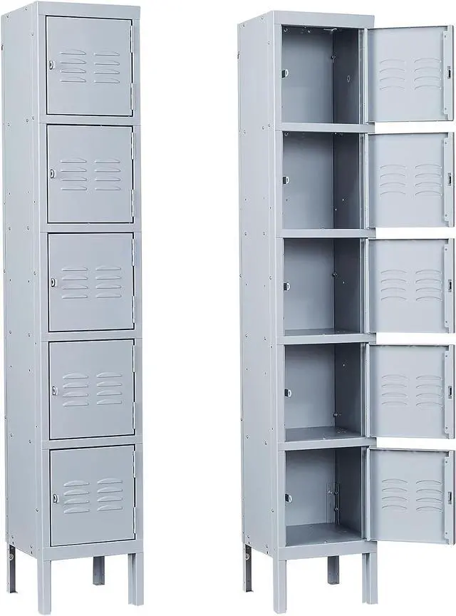 Main image of Metal Storage Locker, Metal Lockers with 5 Doors, 66" Tall Steel Storage Cabinet for Employees, Locking Cabinets Organizer for School, Gym, Home Office, Staff