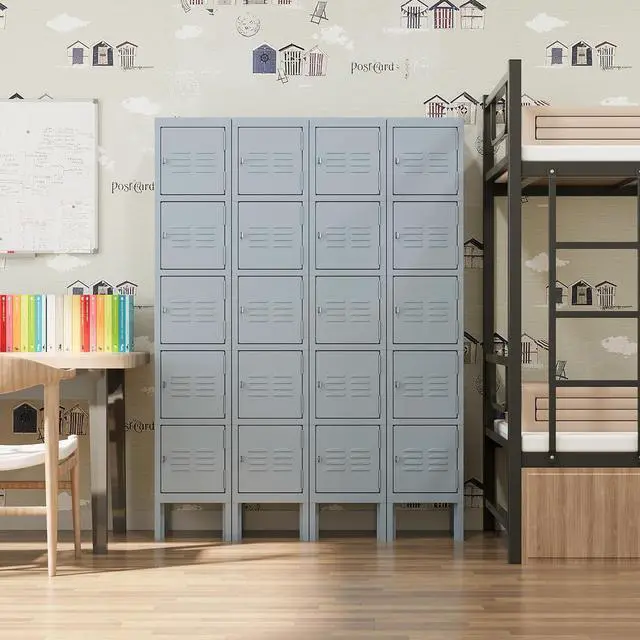 Alt view image 2 of 7 - Metal Storage Locker, Metal Lockers with 5 Doors, 66" Tall Steel Storage Cabinet for Employees, Locking Cabinets Organizer for School, Gym, Home Office, Staff