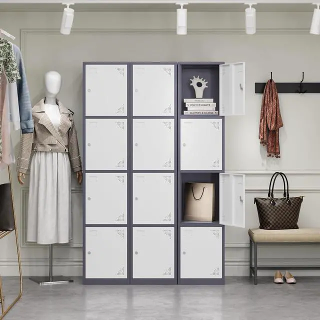 Alt view image 2 of 7 - Metal Storage Locker, Metal Lockers with 4 Doors, 71" Tall Steel Storages Lockers for Employees, Storage Cabinets Organizer for School, Gym, Home Office, Staff
