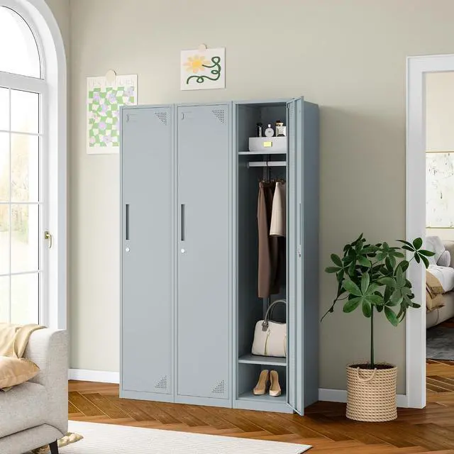 Alt view image 2 of 7 - Metal Storage Locker, Metal Locker with 1 Doors, 71" Tall Steel Storage Lockers for Employees, Locker Storage Cabinets Organizer for School, Gym, Home Office, Staff