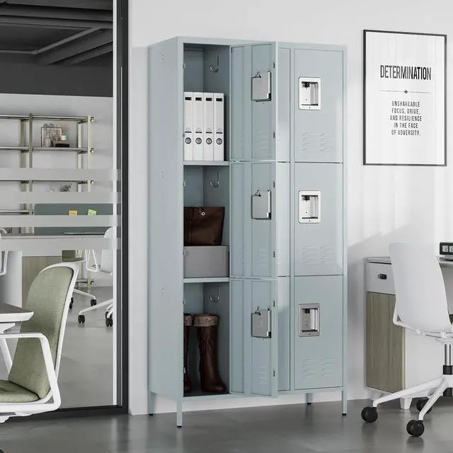 Alt view image 2 of 6 - Metal Storage Locker, Metal Locker with 9 Doors, 71" Tall Steel Storage Lockers for Employees, Large Locker Storage Cabinets Organizer for School, Gym, Home Office, Staff