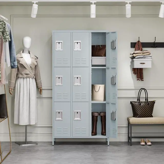 Alt view image 6 of 6 - Metal Storage Locker, Metal Locker with 9 Doors, 71" Tall Steel Storage Lockers for Employees, Large Locker Storage Cabinets Organizer for School, Gym, Home Office, Staff