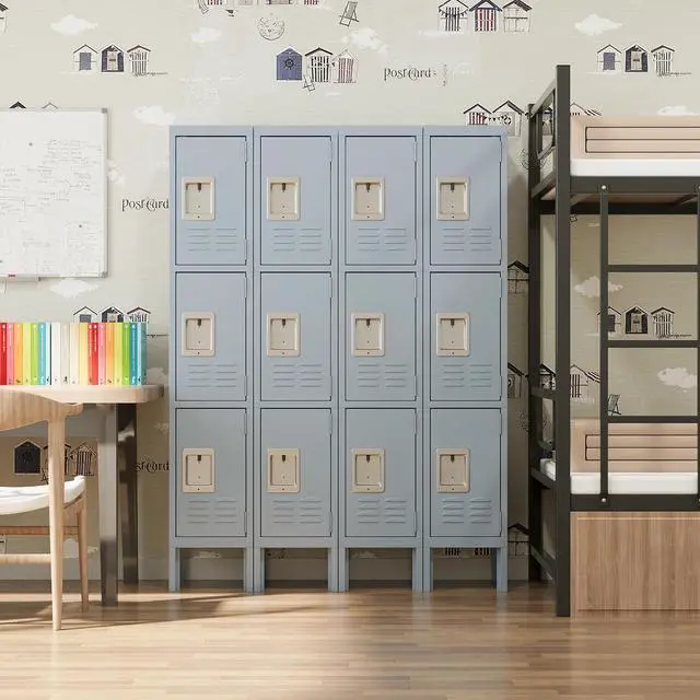 Alt view image 2 of 7 - Metal Storage Locker, Metal Locker with 3 Doors, 66" Tall Steel Storage Lockers for Employees, Locker Storage Cabinets Organizer for School, Gym, Home Office, Staff