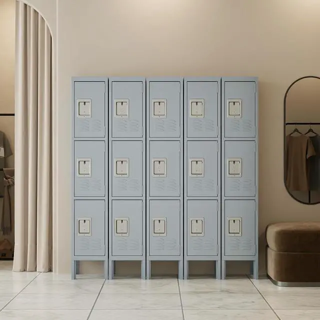 Alt view image 7 of 7 - Metal Storage Locker, Metal Locker with 3 Doors, 66" Tall Steel Storage Lockers for Employees, Locker Storage Cabinets Organizer for School, Gym, Home Office, Staff