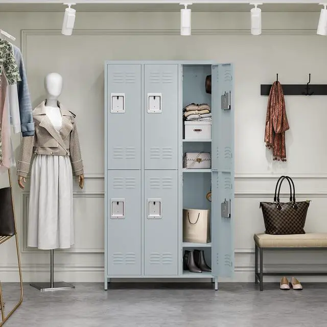 Alt view image 6 of 6 - Metal Storage Locker, Metal Locker with 6 Doors, 71" Tall Steel Storage Lockers for Employees, Large Locker Storage Cabinets Organizer for School, Gym, Home Office, Staff