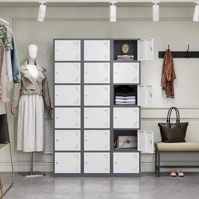 Alt view image 6 of 6 - Metal Storage Locker, Metal Lockers with 6 Doors, 71" Tall Steel Storage Cabinet Organizer for Employees, School, Gym, Home Office, Staff