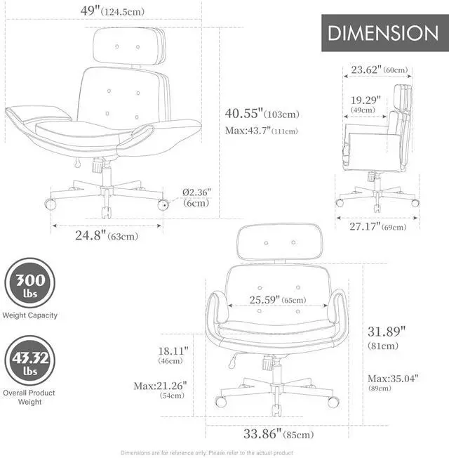 Alt view image 2 of 7 - Criss Cross Legged Office Chair with Adjustable Armrests, PU Upholstered Vanity Chair with Wheels & Headrest, Swivel Desk Armchair Rolling Stool with Wide Seat for Home, Makeup, Gaming, Brown