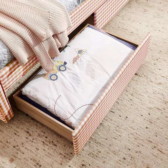 Alt view image 5 of 7 - Twin Size Daybed Frame with 2 Storage Drawers, Linen Upholstered Bed with USB Charing Port, Cozy Wave Shaped Design Backrest, Corner Teens Bed for Boys, Girls and Adults, Pink