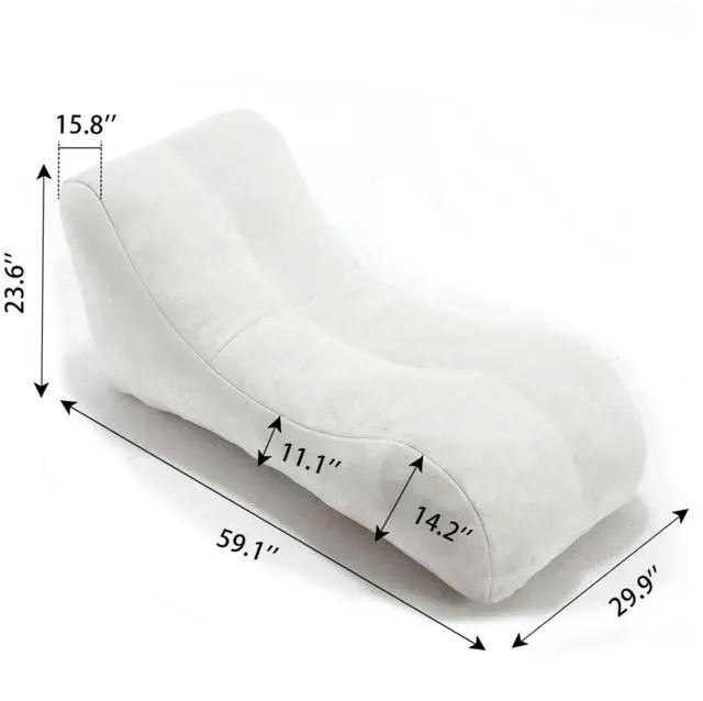 Alt view image 2 of 7 - Big Bean Bag Chairs for Adults, Comfy Bean Bag Bed, Boneless Lounger Chair Filled Spong, Lazy Lounge Sofa, Floor Chair for Living Room, Bedroom or Balcony,White