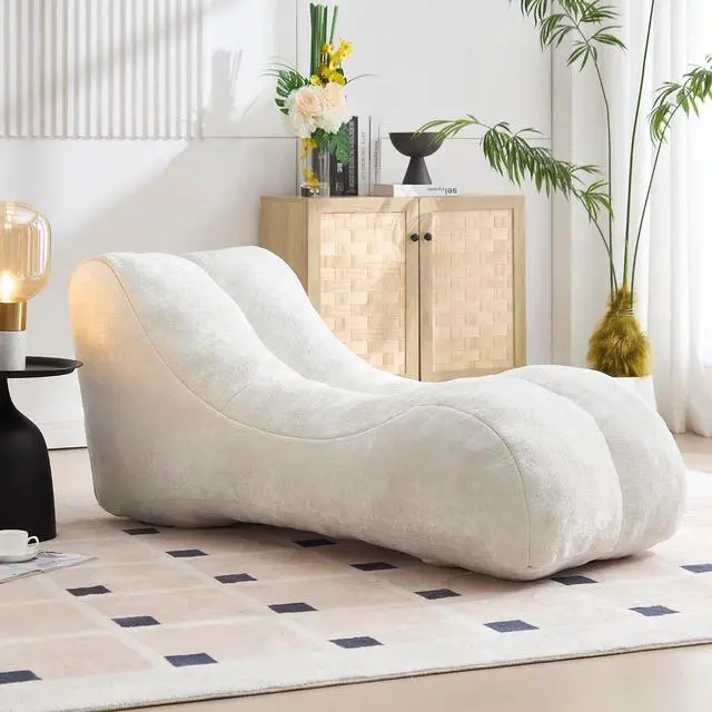 Main image of Big Bean Bag Chairs for Adults, Comfy Bean Bag Bed, Boneless Lounger Chair Filled Spong, Lazy Lounge Sofa, Floor Chair for Living Room, Bedroom or Balcony,White