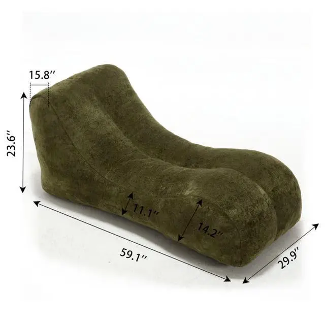 Alt view image 2 of 7 - Big Bean Bag Chairs for Adults, Comfy Bean Bag Bed, Boneless Lounger Chair Filled Spong, Lazy Lounge Sofa, Floor Chair for Living Room, Bedroom or Balcony,Olive Green