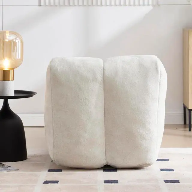 Alt view image 6 of 7 - Big Bean Bag Chairs for Adults, Comfy Bean Bag Bed, Boneless Lounger Chair Filled Spong, Lazy Lounge Sofa, Floor Chair for Living Room, Bedroom or Balcony,White