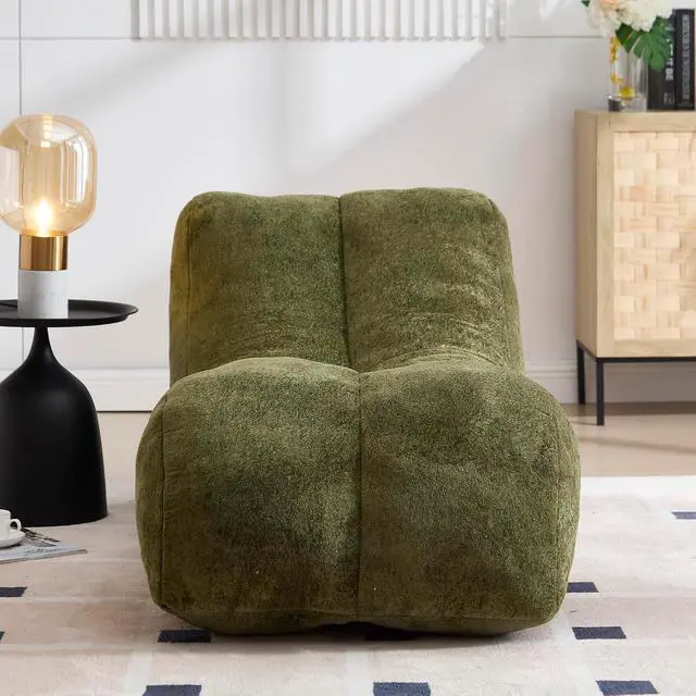 Alt view image 3 of 7 - Big Bean Bag Chairs for Adults, Comfy Bean Bag Bed, Boneless Lounger Chair Filled Spong, Lazy Lounge Sofa, Floor Chair for Living Room, Bedroom or Balcony,Olive Green