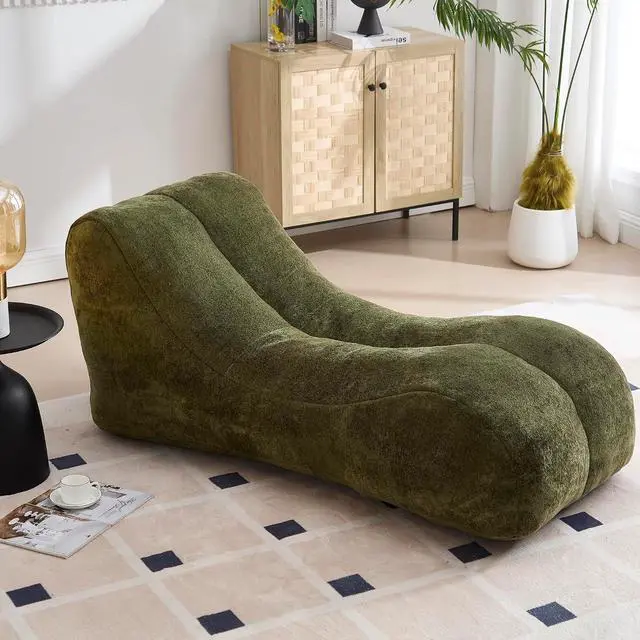 Main image of Big Bean Bag Chairs for Adults, Comfy Bean Bag Bed, Boneless Lounger Chair Filled Spong, Lazy Lounge Sofa, Floor Chair for Living Room, Bedroom or Balcony,Olive Green