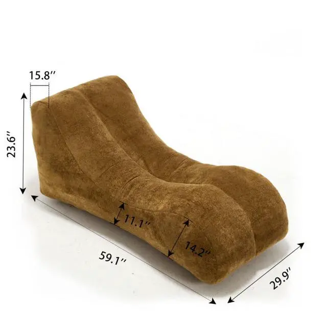 Alt view image 2 of 7 - Big Bean Bag Chairs for Adults, Comfy Bean Bag Bed, Boneless Lounger Chair Filled Spong, Lazy Lounge Sofa, Floor Chair for Living Room, Bedroom or Balcony,Brown