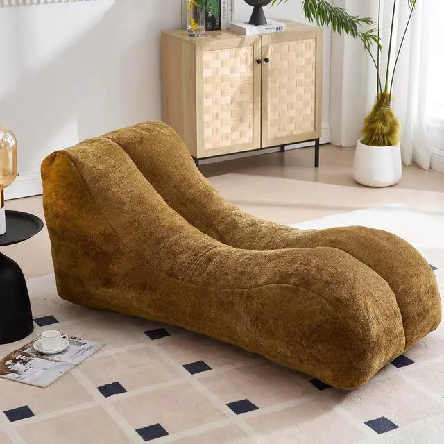 Main image of Big Bean Bag Chairs for Adults, Comfy Bean Bag Bed, Boneless Lounger Chair Filled Spong, Lazy Lounge Sofa, Floor Chair for Living Room, Bedroom or Balcony,Brown