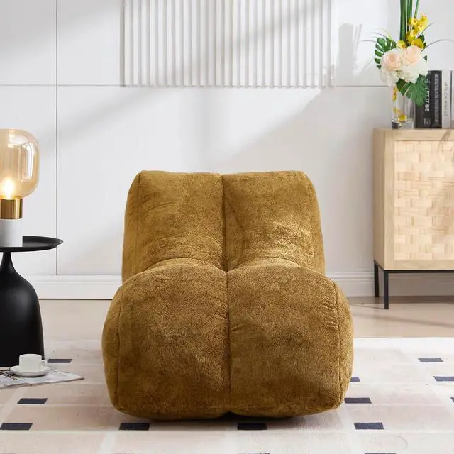 Alt view image 3 of 7 - Big Bean Bag Chairs for Adults, Comfy Bean Bag Bed, Boneless Lounger Chair Filled Spong, Lazy Lounge Sofa, Floor Chair for Living Room, Bedroom or Balcony,Brown