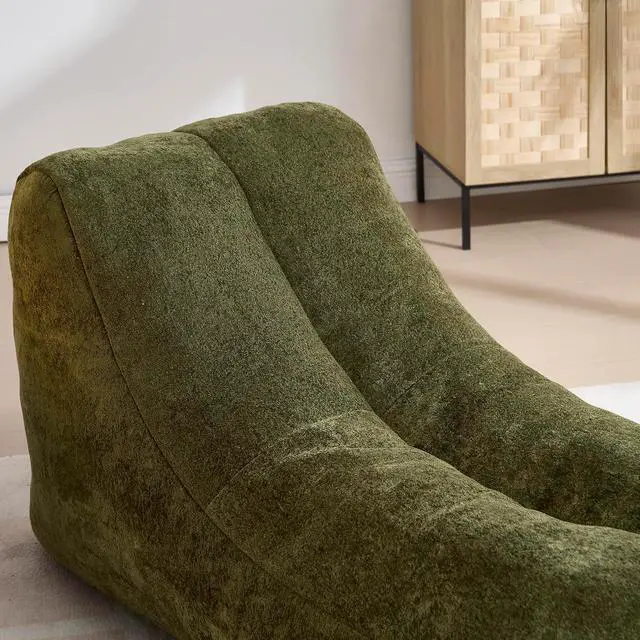 Alt view image 7 of 7 - Big Bean Bag Chairs for Adults, Comfy Bean Bag Bed, Boneless Lounger Chair Filled Spong, Lazy Lounge Sofa, Floor Chair for Living Room, Bedroom or Balcony,Olive Green