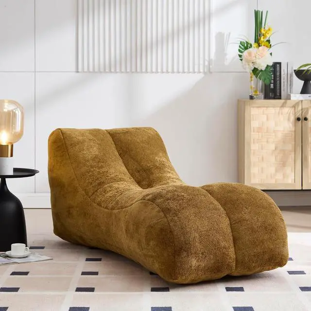 Alt view image 4 of 7 - Big Bean Bag Chairs for Adults, Comfy Bean Bag Bed, Boneless Lounger Chair Filled Spong, Lazy Lounge Sofa, Floor Chair for Living Room, Bedroom or Balcony,Brown
