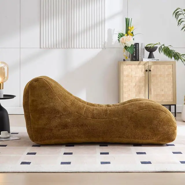 Alt view image 5 of 7 - Big Bean Bag Chairs for Adults, Comfy Bean Bag Bed, Boneless Lounger Chair Filled Spong, Lazy Lounge Sofa, Floor Chair for Living Room, Bedroom or Balcony,Brown