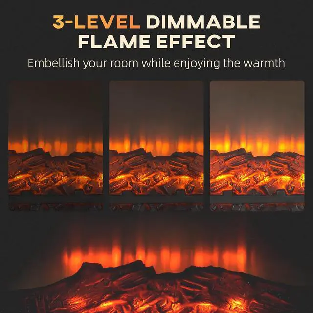 Alt view image 6 of 7 - Electric Fireplace with Mantel, Mantel Surround with 18" Fireplace Insert, Electric Fireplace Stove with Adjustable Thermostat, Decorative Fireplace Heater with Adjustable Flame Effect, Brown