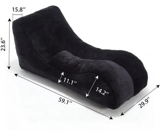 Alt view image 2 of 7 - Big Bean Bag Chairs for Adults, Comfy Bean Bag Bed, Boneless Lounger Chair Filled Spong, Lazy Lounge Sofa, Floor Chair for Living Room, Bedroom or Balcony,Black