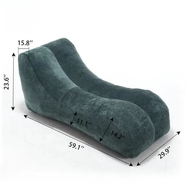 Alt view image 2 of 7 - Big Bean Bag Chairs for Adults, Comfy Bean Bag Bed, Boneless Lounger Chair Filled Spong, Lazy Lounge Sofa, Floor Chair for Living Room, Bedroom or Balcony,Light Blue
