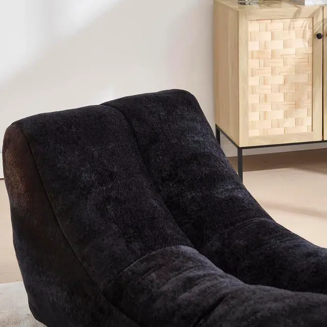 Alt view image 7 of 7 - Big Bean Bag Chairs for Adults, Comfy Bean Bag Bed, Boneless Lounger Chair Filled Spong, Lazy Lounge Sofa, Floor Chair for Living Room, Bedroom or Balcony,Black