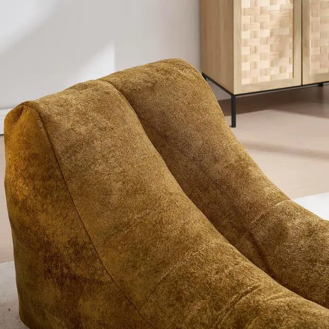 Alt view image 7 of 7 - Big Bean Bag Chairs for Adults, Comfy Bean Bag Bed, Boneless Lounger Chair Filled Spong, Lazy Lounge Sofa, Floor Chair for Living Room, Bedroom or Balcony,Brown