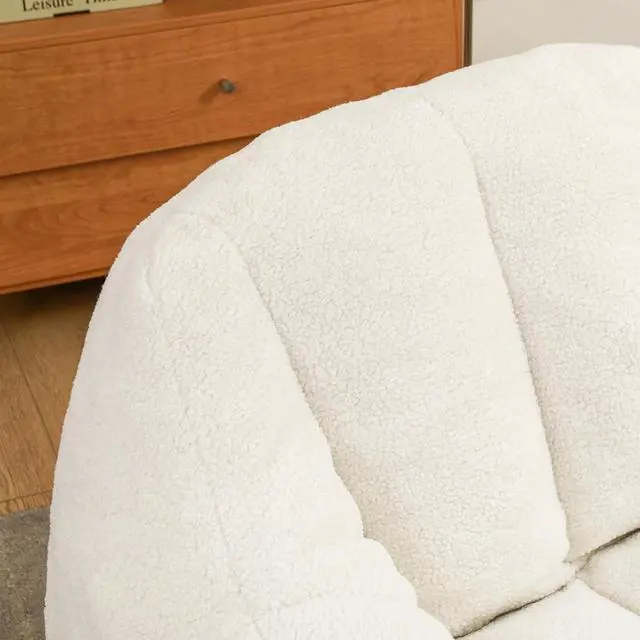 Alt view image 5 of 7 - Fluffy Bean Bag Chair, Comfy Lazy Floor Sofa for Adults and Kids, Stuffed Reading Chair with Backrest, Cozy BeanBag with Memory Foam for Dorm, Apartment, Living Room,White