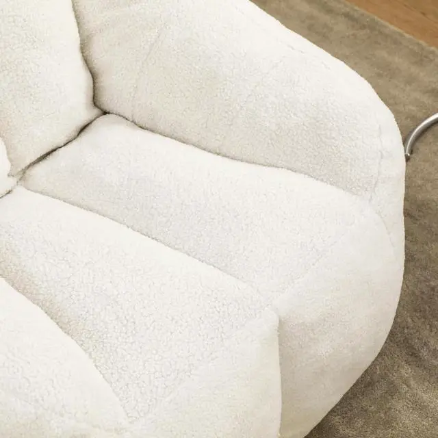 Alt view image 6 of 7 - Fluffy Bean Bag Chair, Comfy Lazy Floor Sofa for Adults and Kids, Stuffed Reading Chair with Backrest, Cozy BeanBag with Memory Foam for Dorm, Apartment, Living Room,White