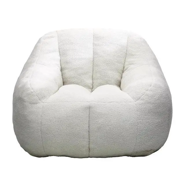 Alt view image 7 of 7 - Fluffy Bean Bag Chair, Comfy Lazy Floor Sofa for Adults and Kids, Stuffed Reading Chair with Backrest, Cozy BeanBag with Memory Foam for Dorm, Apartment, Living Room,White