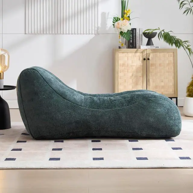 Alt view image 5 of 7 - Big Bean Bag Chairs for Adults, Comfy Bean Bag Bed, Boneless Lounger Chair Filled Spong, Lazy Lounge Sofa, Floor Chair for Living Room, Bedroom or Balcony,Light Blue