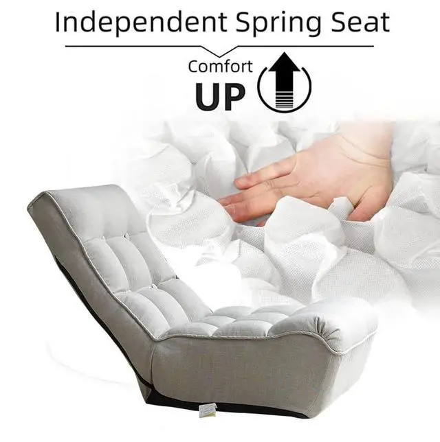 Alt view image 4 of 7 - Lazy Single Sofa with with 3 Adjustable Position,Reclining Lounger Chair, Tatami Balcony Gaming Couch, Leisure Reading Chair for Bedroom/Living Room/Space Saving,Gray