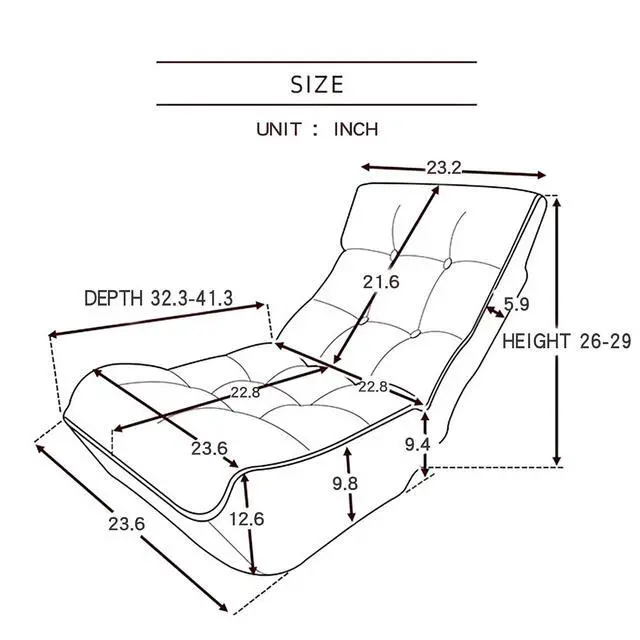 Alt view image 2 of 7 - Lazy Single Sofa with with 3 Adjustable Position,Reclining Lounger Chair, Tatami Balcony Gaming Couch, Leisure Reading Chair for Bedroom/Living Room/Space Saving,Navy
