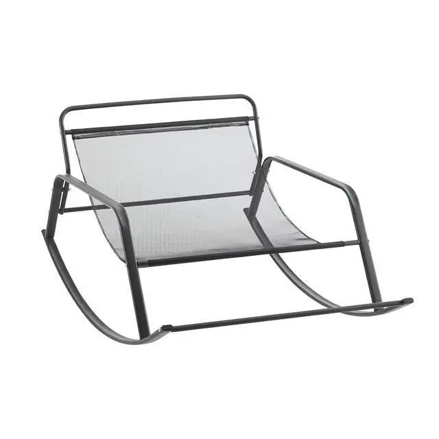 Alt view image 4 of 4 - Extra Wide Outdoor Rocking Chair, Technical Leather Upholstered Accent Chair, Large Seat Gliding Chair, Modern Reclining Chair for Living Room Nursery Bedroom, White