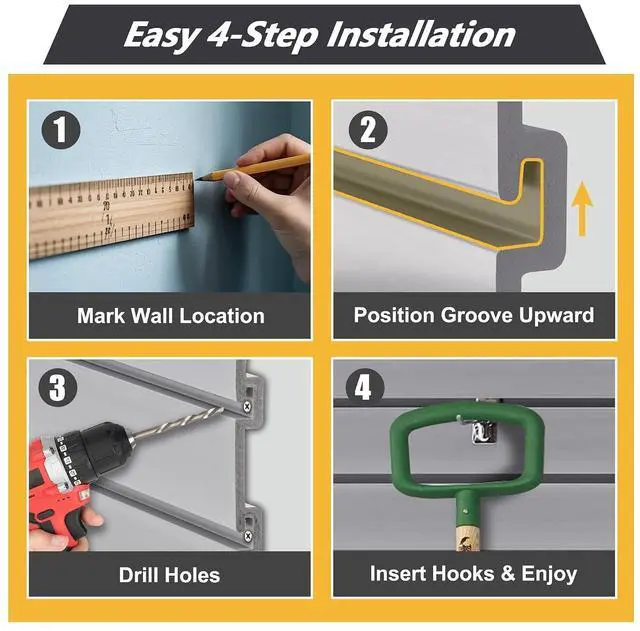 Alt view image 5 of 7 - PVC Slat Wall Paneling, 4x8FT Garage Slatwall Storage Systems, Garage Wall Organizer Home Organization, Modular Wall Mounted Slat Board Tool Rack, Easy Snap-On,32 Sqft Coverage