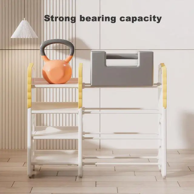 Alt view image 5 of 7 - Plastic Bookshelf and Toy Storage, 4-Tier Toy Organizers W/8 Removable Storage Bins, Toy Bin Stuffed Animal Storage for Study Room, Bedroom, Kids Room, Classroom, Nursery