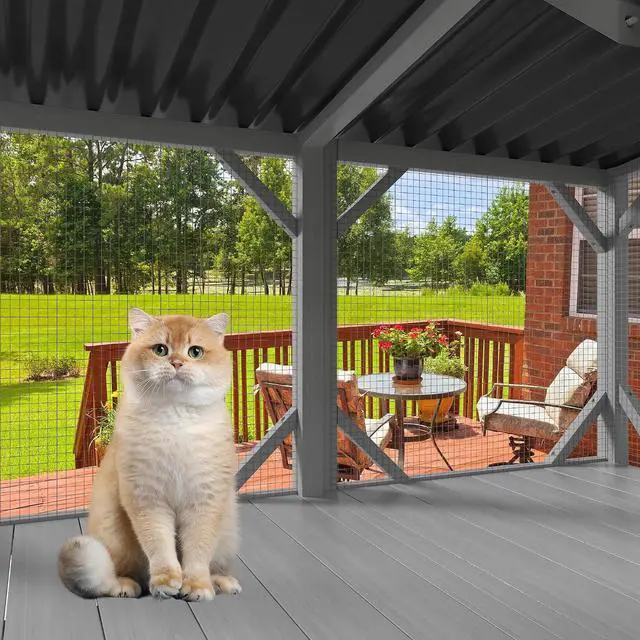 Alt view image 3 of 7 - Catio Outdoor Cat Enclosure Window, 44.5" Wooden Outdoor Cat Window Perch for Indoor Cats, Large Weatherpoof Pet House Cage Condo for Outside Sunbathing, Napping & OverlookingGrey