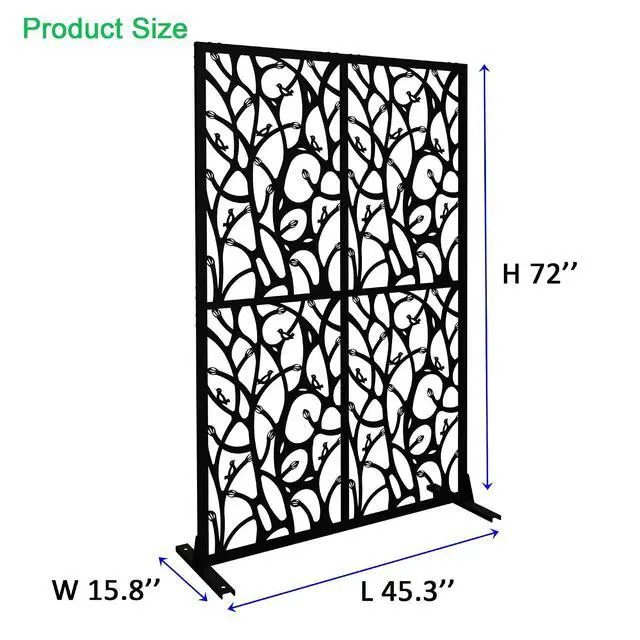 Alt view image 6 of 6 - Metal Outdoor Privacy Screens,W3.8Ft X H6Ft Decorative Fences,Outdoor and Indoor Privacy Panels with Stand,Free Standing Privacy Screen Divider for Balcony Patio Garden Room,Bird Shape Shape