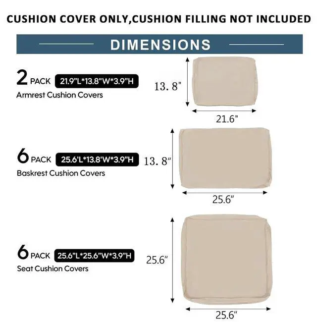Alt view image 5 of 7 - 14 Pcs Outdoor Couch Cushion Covers Replacement, Waterproof Patio Cushion Slipcover with Zipper, fit for 7Pieces 6-Seater Wicker Rattan Sectional Couch Sofa, Seat and Back Cover Only, Red