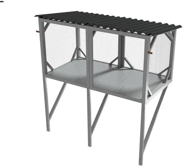 Alt view image 6 of 7 - Catio Outdoor Cat Enclosure Window, 44.5" Wooden Outdoor Cat Window Perch for Indoor Cats, Large Weatherpoof Pet House Cage Condo for Outside Sunbathing, Napping & OverlookingGrey