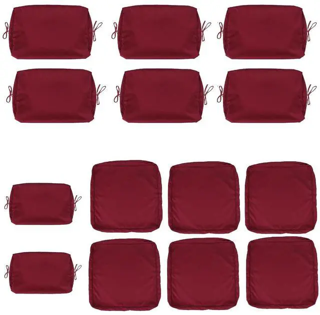 Main image of 14 Pcs Outdoor Couch Cushion Covers Replacement, Waterproof Patio Cushion Slipcover with Zipper, fit for 7Pieces 6-Seater Wicker Rattan Sectional Couch Sofa, Seat and Back Cover Only, Red
