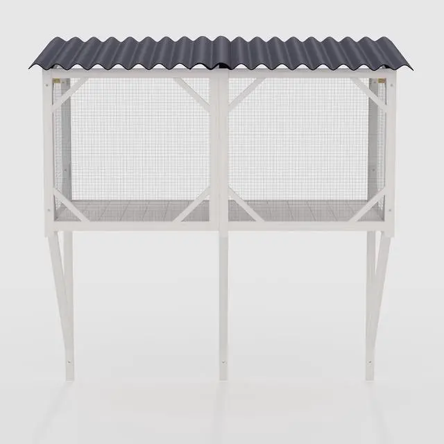 Alt view image 5 of 7 - Catio Outdoor Cat Enclosure Window, 44.5" Wooden Outdoor Cat Window Perch for Indoor Cats, Large Weatherpoof Pet House Cage Condo for Outside Sunbathing, Napping & OverlookingAncient White