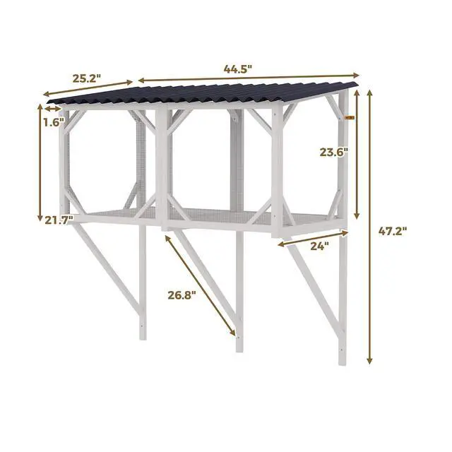 Alt view image 7 of 7 - Catio Outdoor Cat Enclosure Window, 44.5" Wooden Outdoor Cat Window Perch for Indoor Cats, Large Weatherpoof Pet House Cage Condo for Outside Sunbathing, Napping & OverlookingAncient White