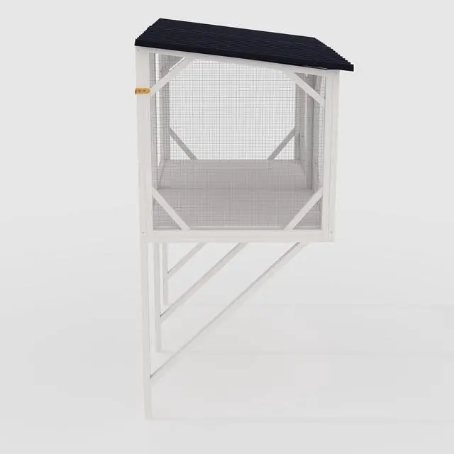 Alt view image 6 of 7 - Catio Outdoor Cat Enclosure Window, 44.5" Wooden Outdoor Cat Window Perch for Indoor Cats, Large Weatherpoof Pet House Cage Condo for Outside Sunbathing, Napping & OverlookingAncient White
